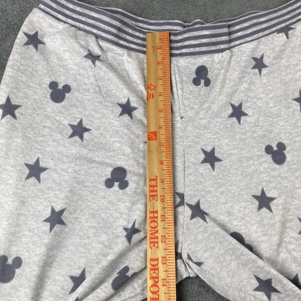 Disney Womens XL Pajama Set Grey Mickey Mouse Star Print Long Sleeve Joggers